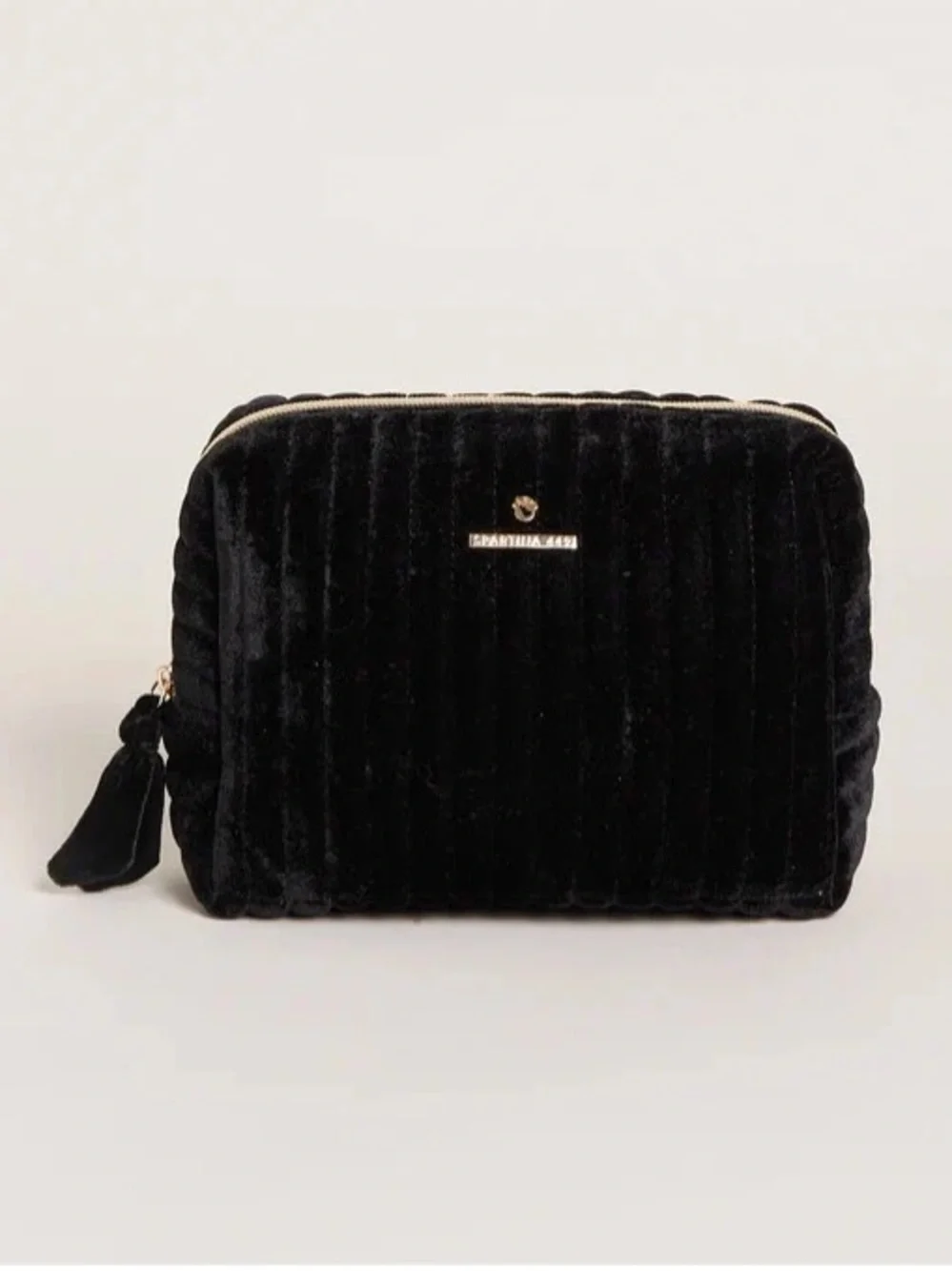 Spartina 448 Velvet Quilted Cosmetic Bag Black NEW